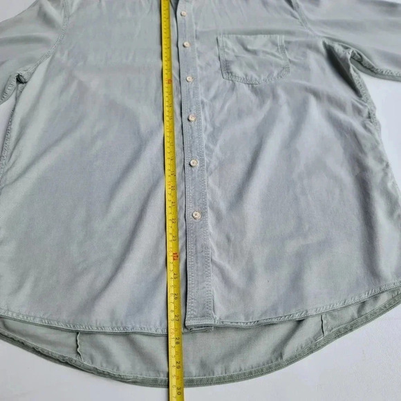 Tasso Elba Mens Grey Green Button Down Long Sleeve Shirt Cotton Tencel Twill M - Picture 3 of 9